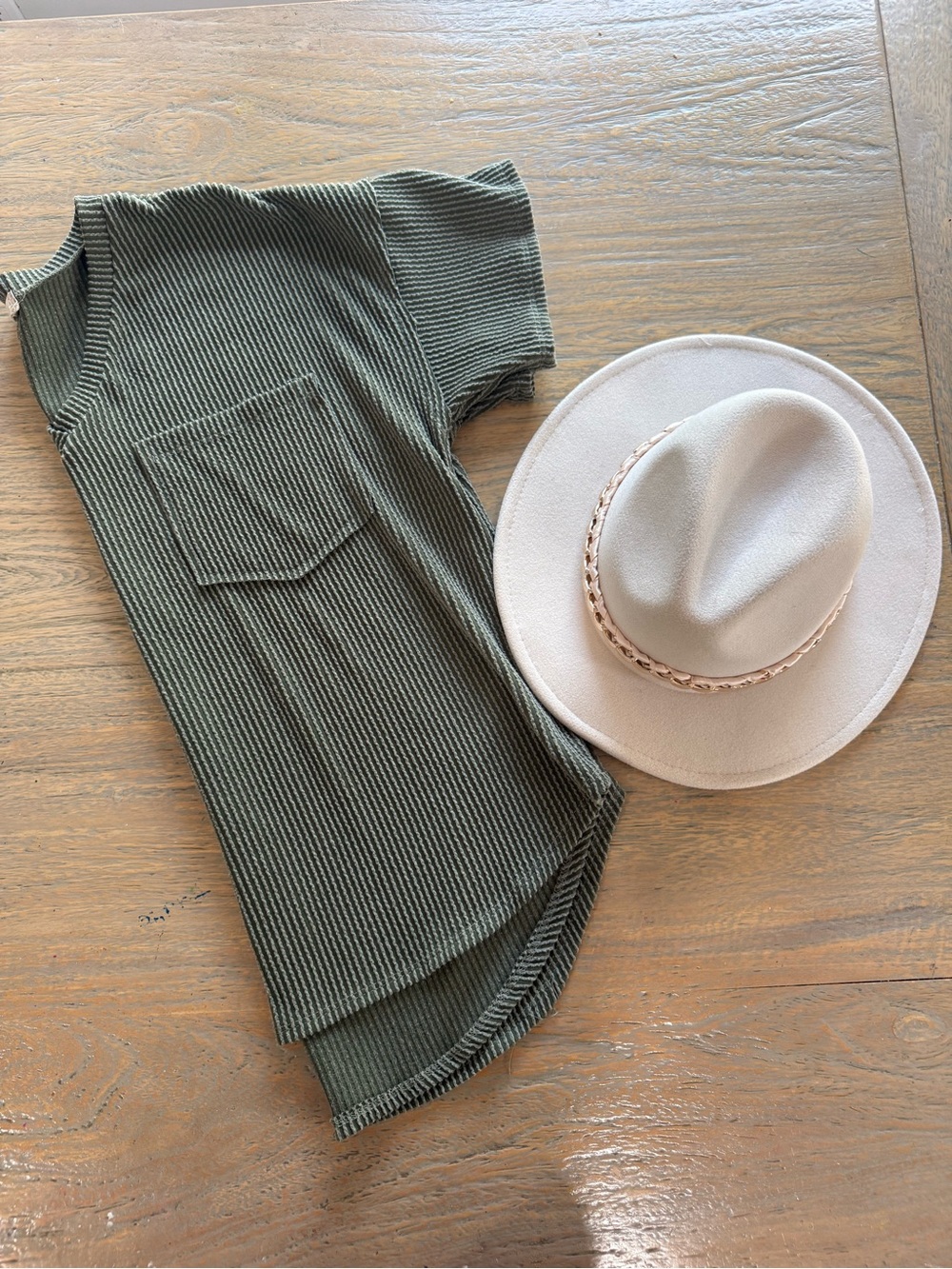 Altar'd State Olive Green Ribbed Tunic Top